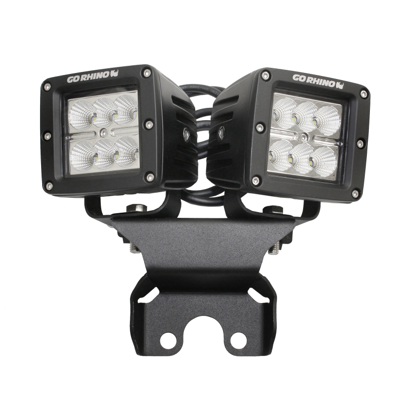 Jeep Wrangler JL Light Mounts - Rear - Go Rhino - Hard Top Rear for 3x3 LED Cubes - Textured Black - `18-`20